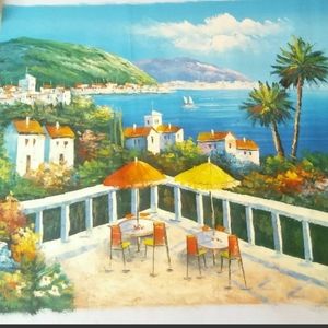 California Beach Town Patio Table Canvas Painting